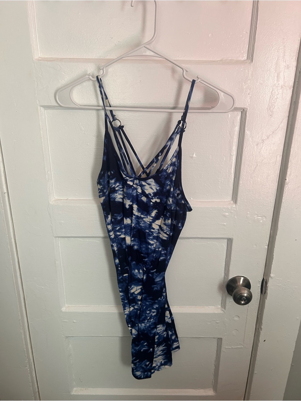 Navy Tie-Dye Strappy Slip Dress
